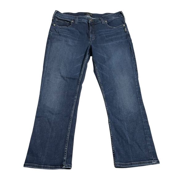 Silver Jeans Womens Jeans Size 32 Elyse Capri Mid Rise Zip Fly Blue Denim Jean - Picture 1 of 11